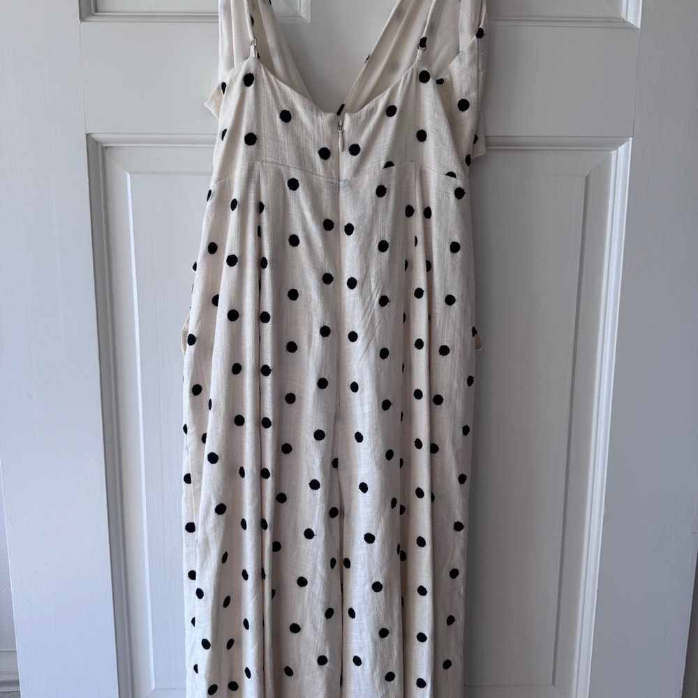 Tularosa-Revolve Lainey Polka Dot Jumpsuit Ivory and Black Size XXS Linen Blend - Picture 9 of 10